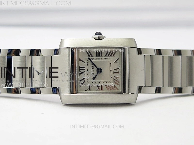 Tank Francaise Ladies 21.2mm SS 8848F 1:1 Best Edition Silver Dial on SS Bracelet Ronda Quartz